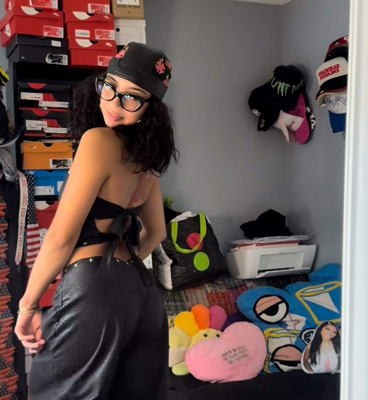 Black snakeskin crop